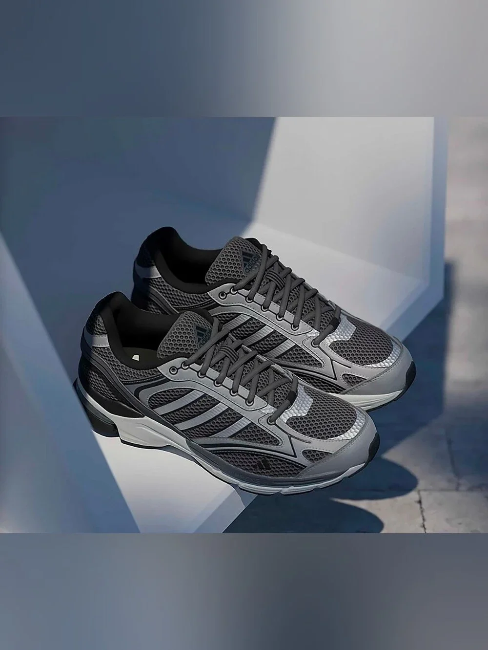 Adidas Men's Grey Mesh Running Sneakers